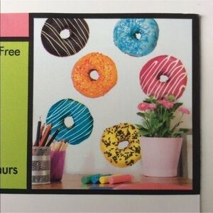 Donuts Wall Stickers SET OF 6 Jumbo 5” Removable Donuts Kids Bakery Shop Fun NEW